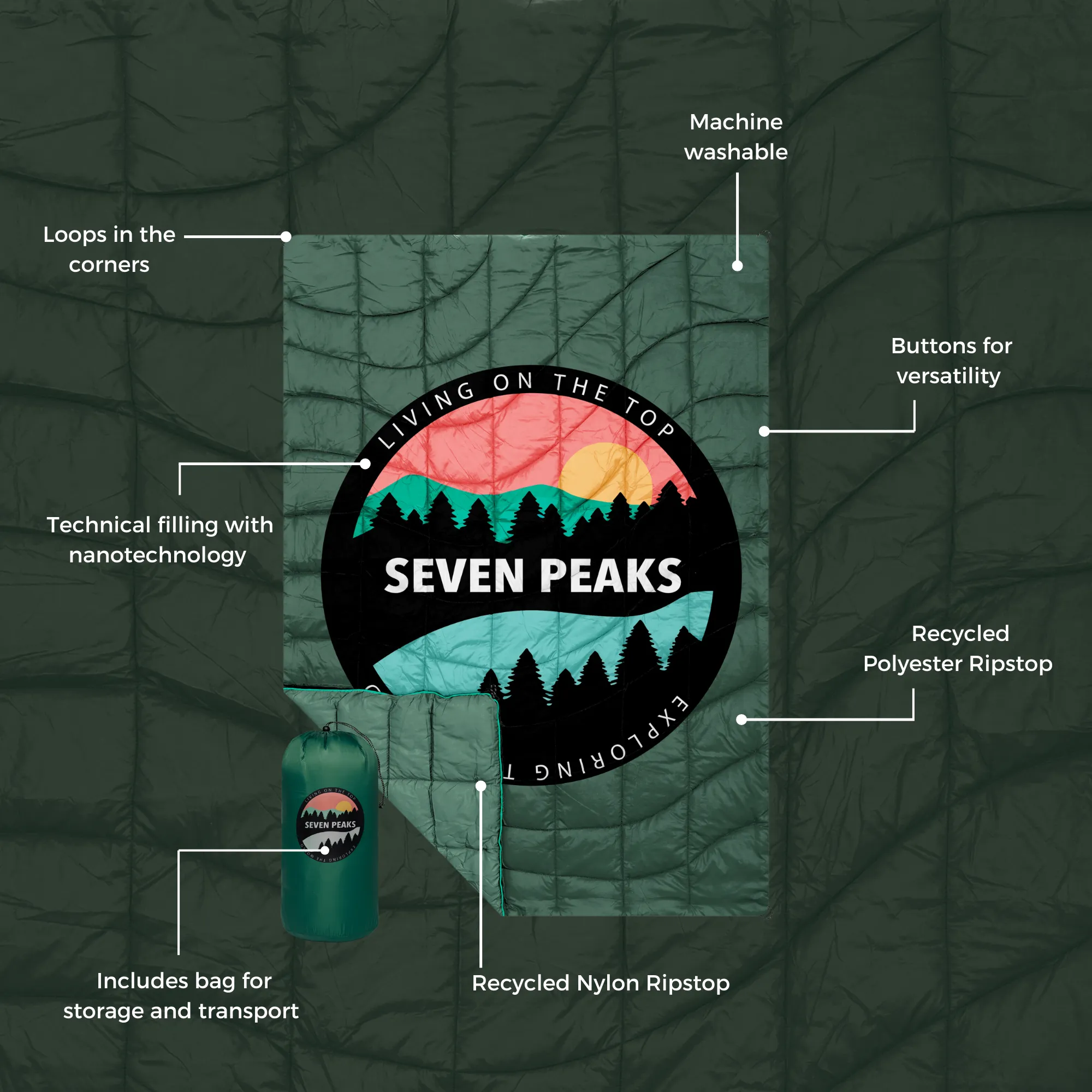 Individual Quilt Seven Peaks Green - Image 2