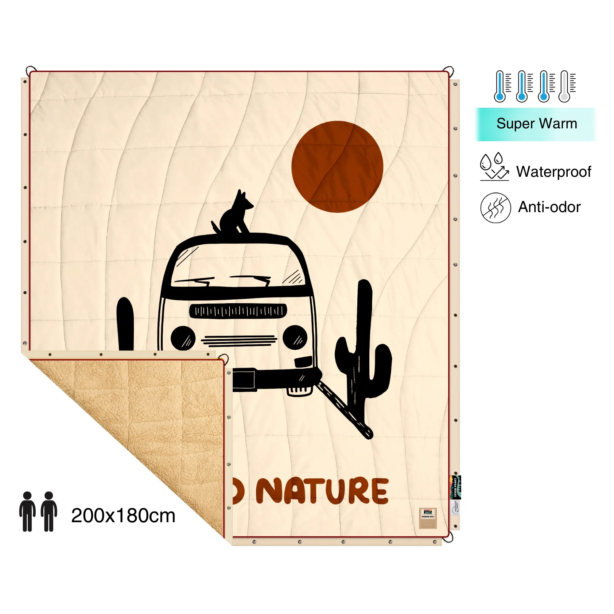 Double Sherpa Quilt XL Back To Nature