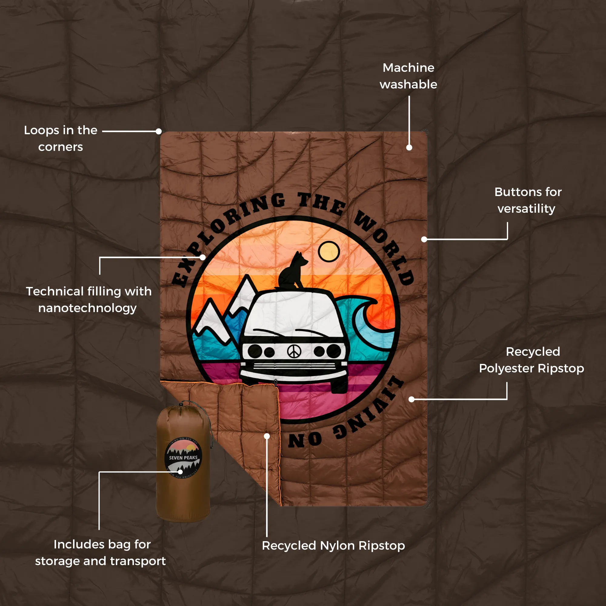 Individual Quilt Van Life Brown - Image 6