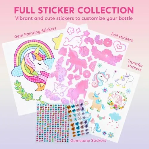 Klever Kits Decorate Your Own Water Bottle Kits for Girls Age 6+, Unicorn DIY Gem Diamond Painting Crafts, Girl Birthday Gift Arts and Crafts Fun Arts for Girls Birthday Christmas - Image 4