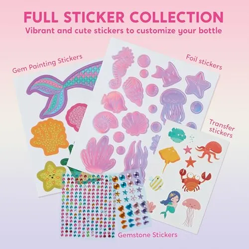 Klever Kits Decorate Your Own Water Bottle Kits for Girls Age 6+, Mermaid DIY Gem Diamond Painting Crafts, Girl Birthday Gift Arts and Crafts Fun Arts for Girls Birthday Christmas - Image 3