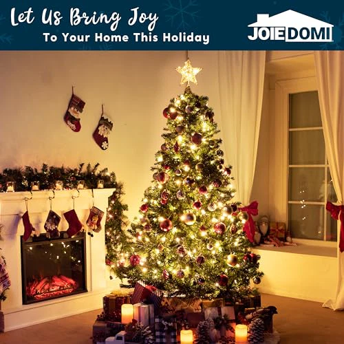 Joiedomi Gold Glitter Star Tree Topper Metal Hallow Tree Star Lighted for Christmas Tree Decorations Home Holiday Xmas Party Indoor Decor - Image 2