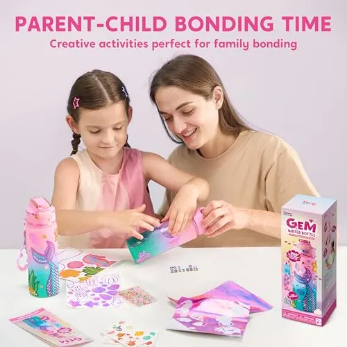 Klever Kits Decorate Your Own Water Bottle Kits for Girls Age 6+, Mermaid DIY Gem Diamond Painting Crafts, Girl Birthday Gift Arts and Crafts Fun Arts for Girls Birthday Christmas - Image 6