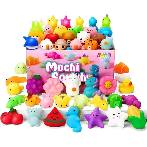 JOYIN Mochi Squishy Toys Set, Random 25 Pack Mini Mochi, Party Favors for Kids, Kawaii Squishy, Stress Relief Toys, Basket Stuffers, Goodie Bags Fillers, Birthday Gifts, Classroom Prizes
